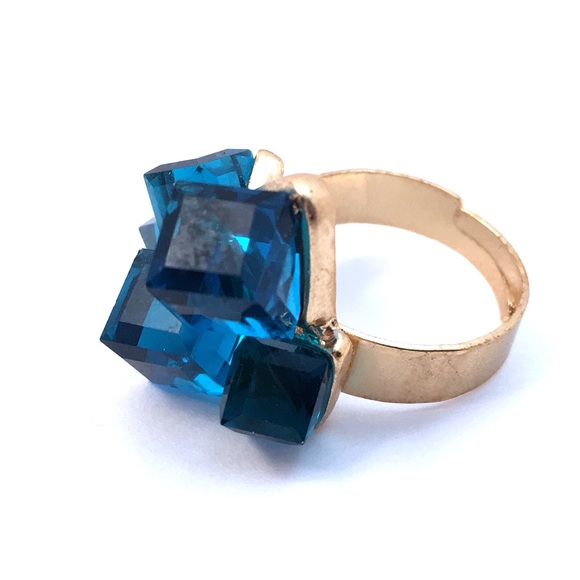 Other - Square Crystal Cluster Adjustable Ring